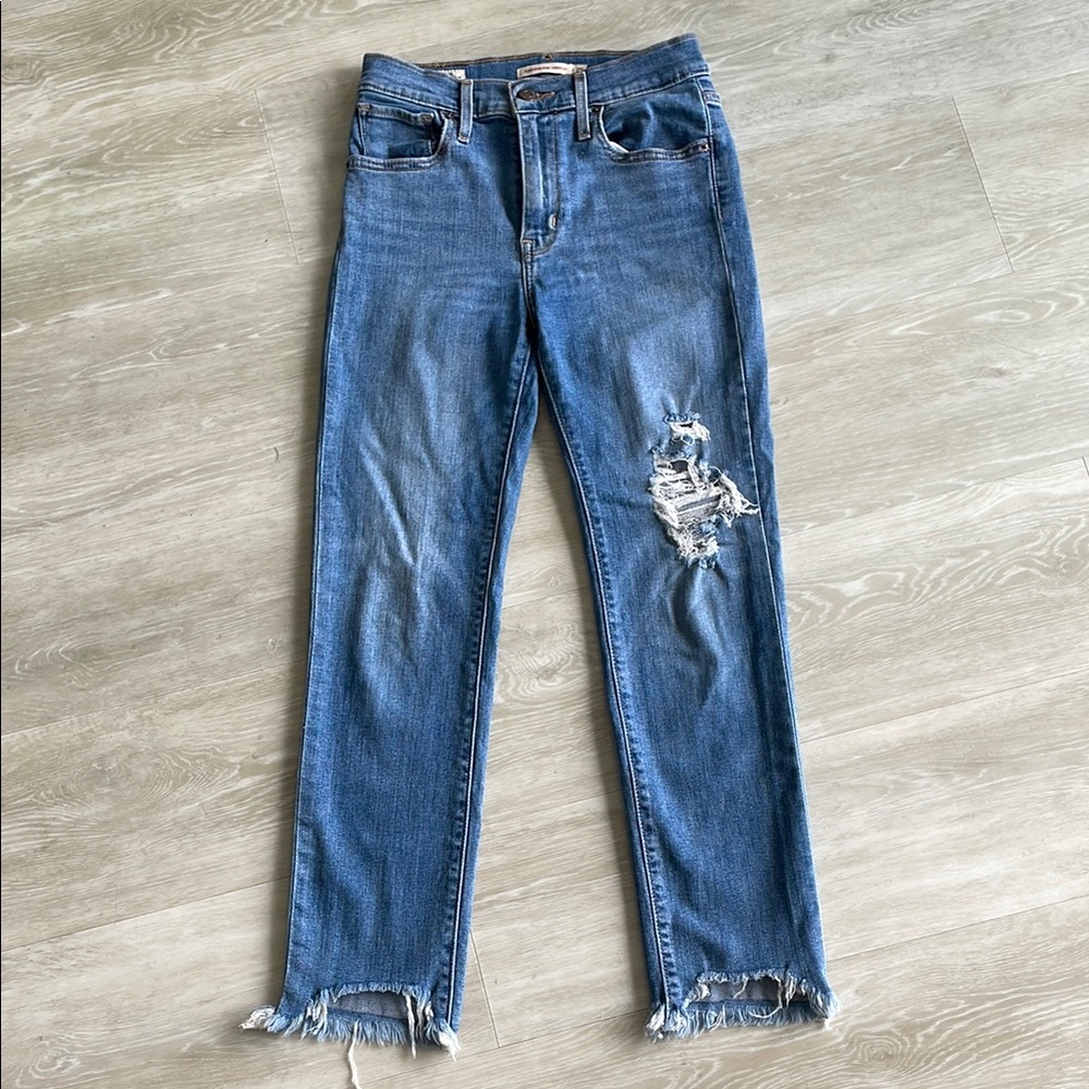 Levi’s Premium, 724 High Rise Straight, Size 25, Distressed Blue Women's Jeans